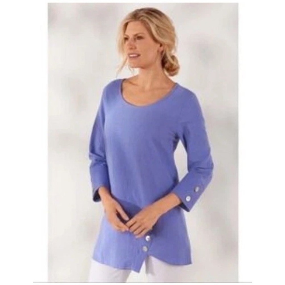Soft Surroundings‎ Asymmetrical Tunic Top L Purple Boho Cotton Lagenlook NWOT